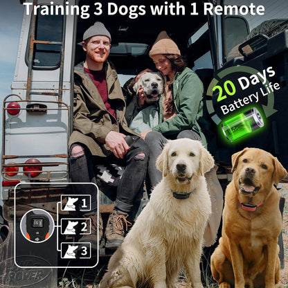 Dog Vibration Collar with Controller No Shock, 3300ft Waterproof Training Dog Collar Beep and Vibrate Only, Security Lock & Rechargeable Vibrating Collar for Dogs 5-120 lbs - No Prongs