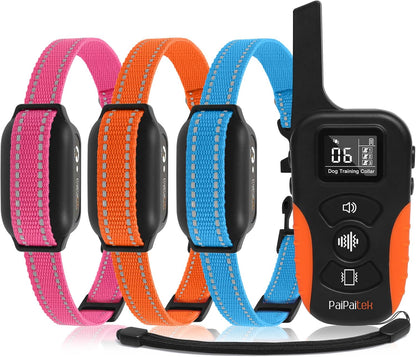 Dog Vibration Collar with Controller No Shock, 3300ft Waterproof Training Dog Collar Beep and Vibrate Only, Security Lock & Rechargeable Vibrating Collar for Dogs 5-120 lbs - No Prongs