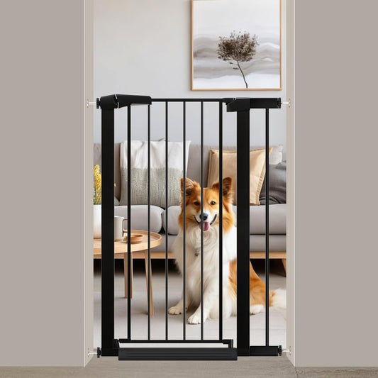 38" Extra Tall Baby Gate, 65.4"-70.8" Extra Wide Long Pet Gate for Dogs Cats Puppy, Metal Auto Close Safety Child Gate for Stairs Doorways, Pressure Mounted Gate Fence No Drill, White