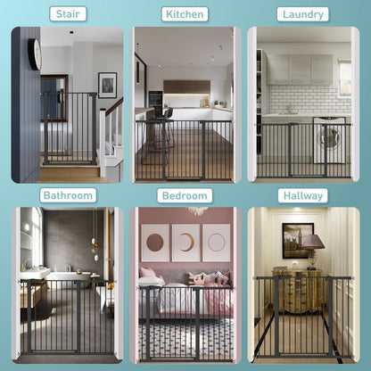 38" Extra Tall Baby Gate, 65.4"-70.8" Extra Wide Long Pet Gate for Dogs Cats Puppy, Metal Auto Close Safety Child Gate for Stairs Doorways, Pressure Mounted Gate Fence No Drill, White
