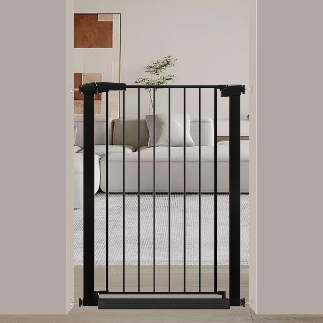 38" Extra Tall Baby Gate, 65.4"-70.8" Extra Wide Long Pet Gate for Dogs Cats Puppy, Metal Auto Close Safety Child Gate for Stairs Doorways, Pressure Mounted Gate Fence No Drill, White