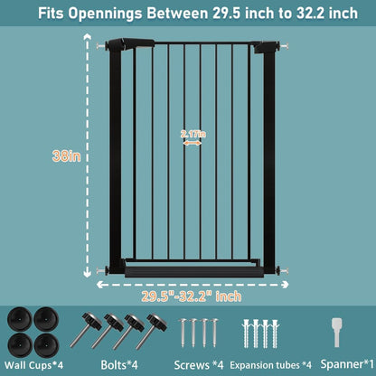 38" Extra Tall Baby Gate, 65.4"-70.8" Extra Wide Long Pet Gate for Dogs Cats Puppy, Metal Auto Close Safety Child Gate for Stairs Doorways, Pressure Mounted Gate Fence No Drill, White