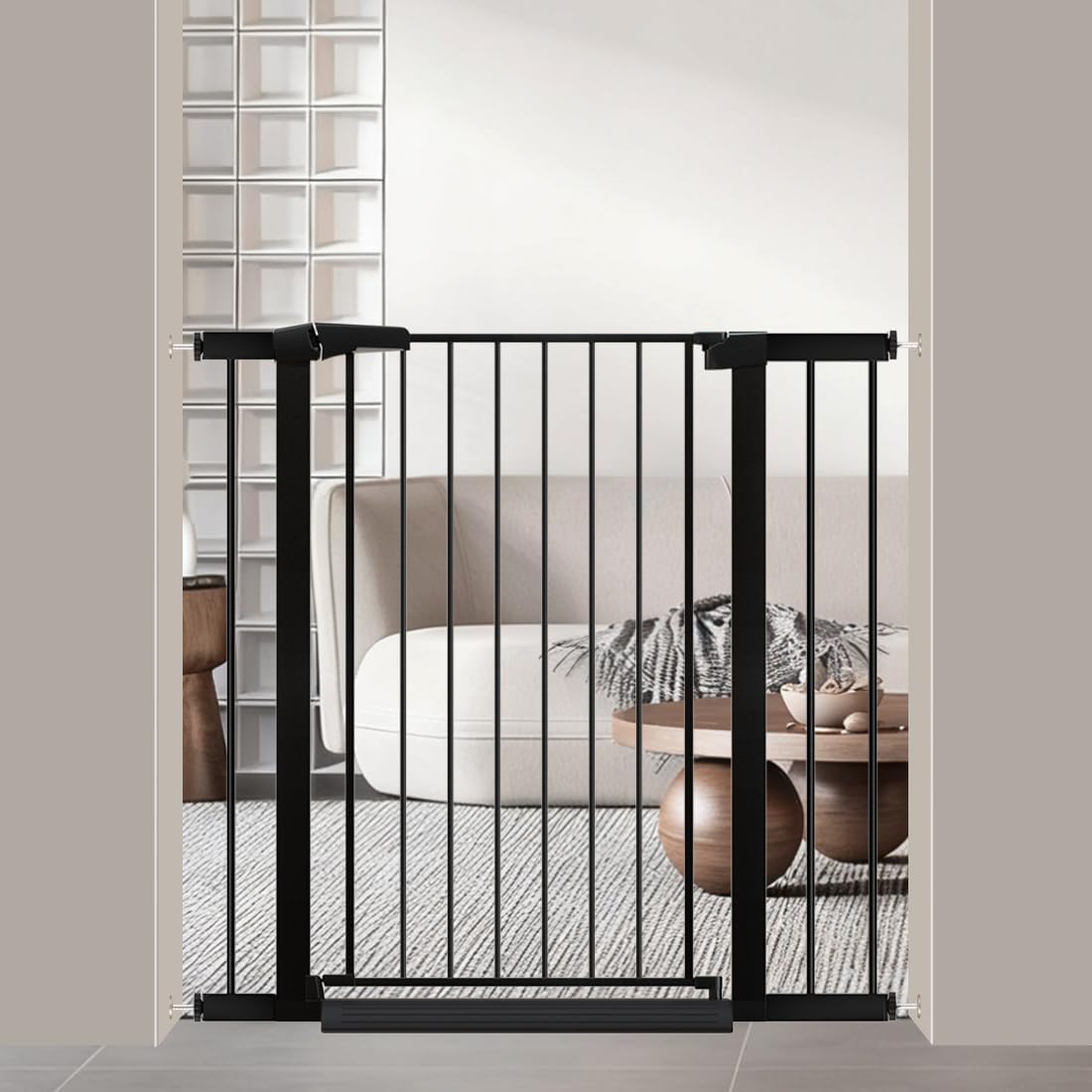 38" Extra Tall Baby Gate, 65.4"-70.8" Extra Wide Long Pet Gate for Dogs Cats Puppy, Metal Auto Close Safety Child Gate for Stairs Doorways, Pressure Mounted Gate Fence No Drill, White