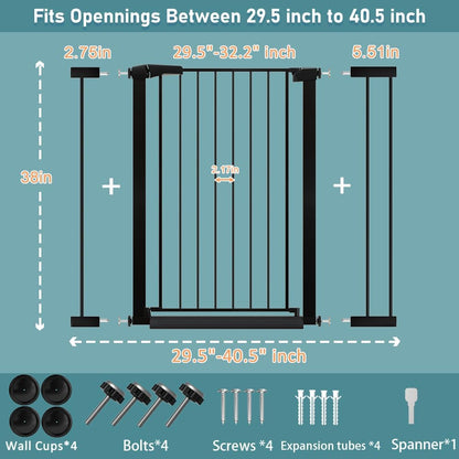 38" Extra Tall Baby Gate, 65.4"-70.8" Extra Wide Long Pet Gate for Dogs Cats Puppy, Metal Auto Close Safety Child Gate for Stairs Doorways, Pressure Mounted Gate Fence No Drill, White
