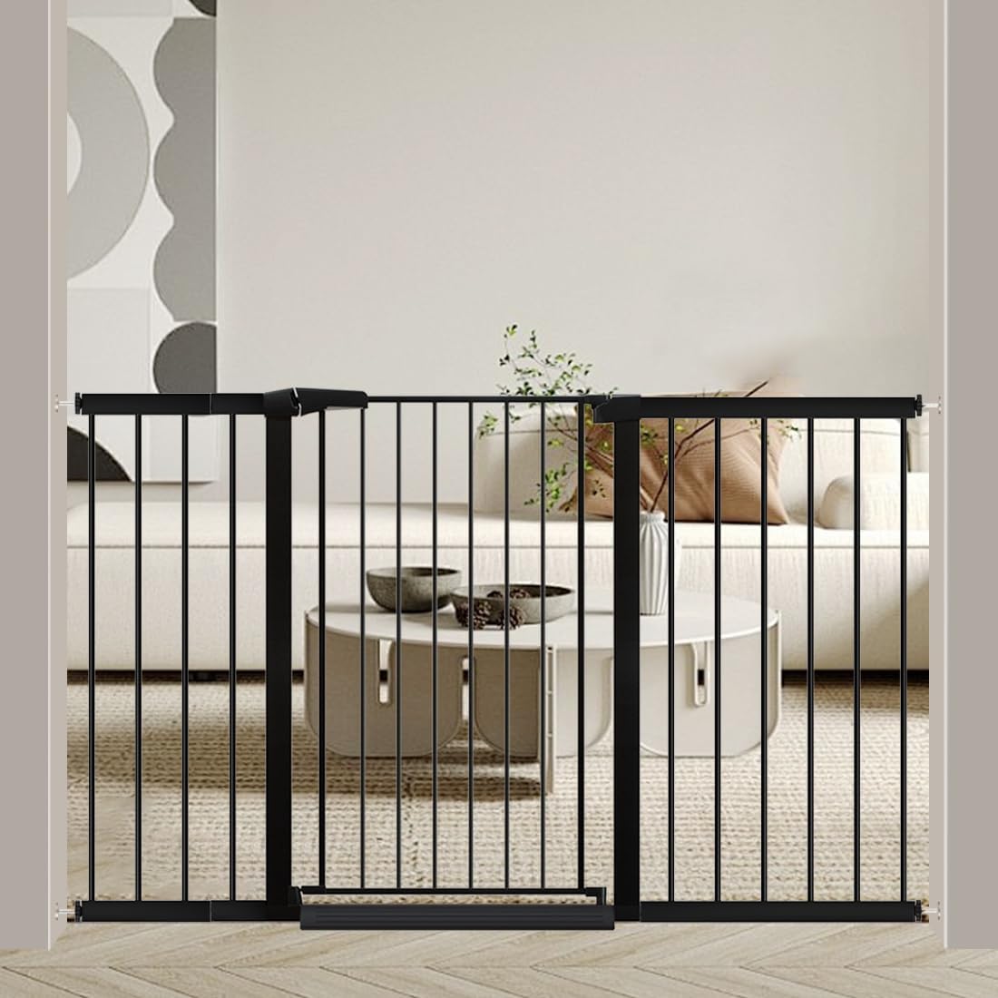 38" Extra Tall Baby Gate, 65.4"-70.8" Extra Wide Long Pet Gate for Dogs Cats Puppy, Metal Auto Close Safety Child Gate for Stairs Doorways, Pressure Mounted Gate Fence No Drill, White