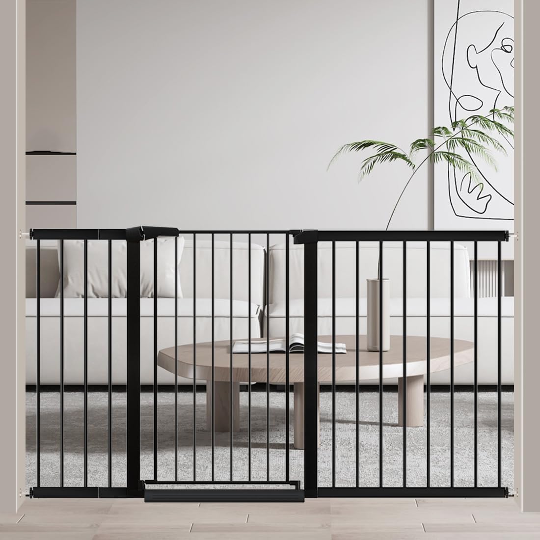 38" Extra Tall Baby Gate, 65.4"-70.8" Extra Wide Long Pet Gate for Dogs Cats Puppy, Metal Auto Close Safety Child Gate for Stairs Doorways, Pressure Mounted Gate Fence No Drill, White