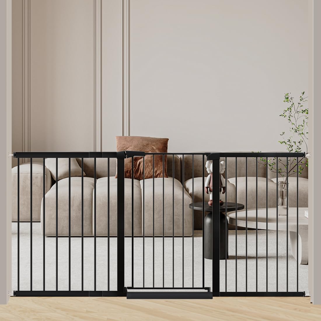 38" Extra Tall Baby Gate, 65.4"-70.8" Extra Wide Long Pet Gate for Dogs Cats Puppy, Metal Auto Close Safety Child Gate for Stairs Doorways, Pressure Mounted Gate Fence No Drill, White