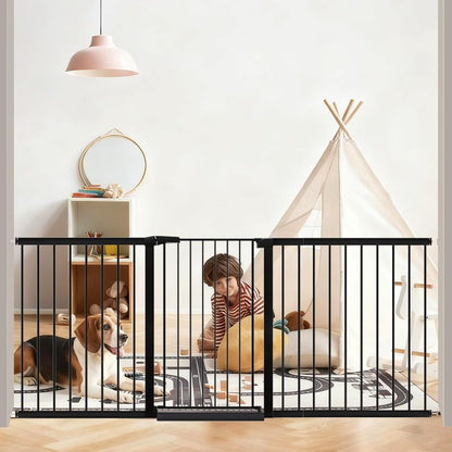 38" Extra Tall Baby Gate, 65.4"-70.8" Extra Wide Long Pet Gate for Dogs Cats Puppy, Metal Auto Close Safety Child Gate for Stairs Doorways, Pressure Mounted Gate Fence No Drill, White