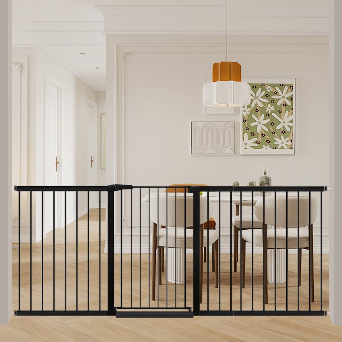 38" Extra Tall Baby Gate, 65.4"-70.8" Extra Wide Long Pet Gate for Dogs Cats Puppy, Metal Auto Close Safety Child Gate for Stairs Doorways, Pressure Mounted Gate Fence No Drill, White
