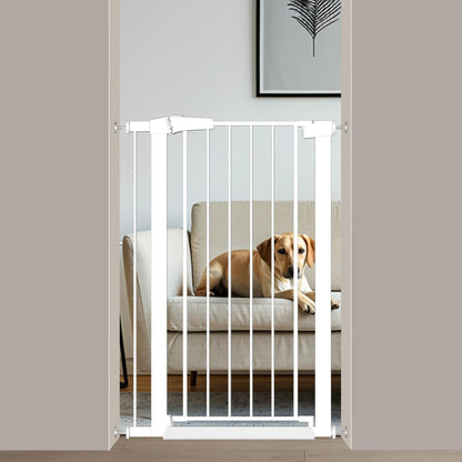 38" Extra Tall Baby Gate, 65.4"-70.8" Extra Wide Long Pet Gate for Dogs Cats Puppy, Metal Auto Close Safety Child Gate for Stairs Doorways, Pressure Mounted Gate Fence No Drill, White