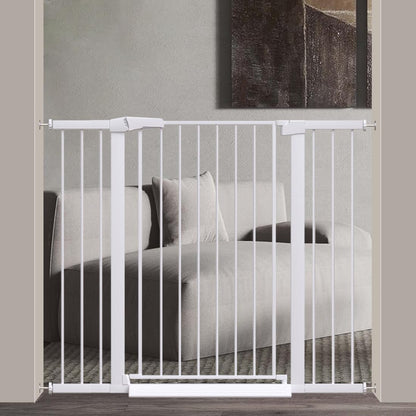 38" Extra Tall Baby Gate, 65.4"-70.8" Extra Wide Long Pet Gate for Dogs Cats Puppy, Metal Auto Close Safety Child Gate for Stairs Doorways, Pressure Mounted Gate Fence No Drill, White