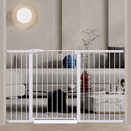 38" Extra Tall Baby Gate, 65.4"-70.8" Extra Wide Long Pet Gate for Dogs Cats Puppy, Metal Auto Close Safety Child Gate for Stairs Doorways, Pressure Mounted Gate Fence No Drill, White