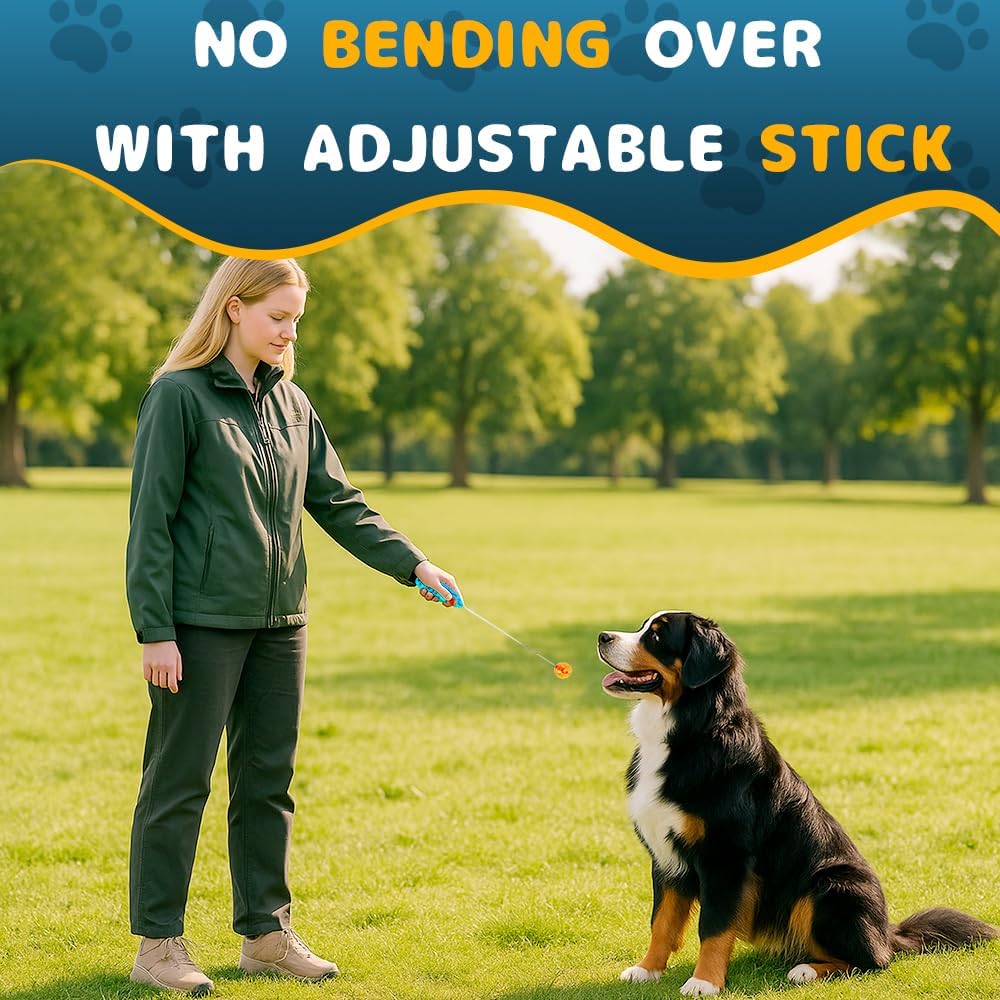 Dog Training Clicker for Training with Retractable Target Stick and Bright Ball, Clear Plastic Handle, Adjustable Length Trainer for Dogs, Puppies, Cats and Pets