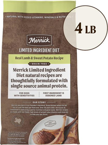 Limited Ingredient Lamb Sweet Potato Dry Dog Food, 4 lb Bag