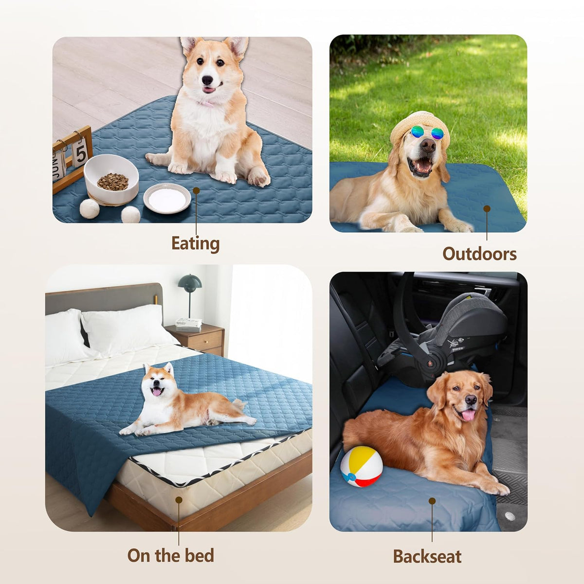100% Double-Sided Waterproof Dog Bed Cover Pet Blanket Sofa Couch Furniture Protector for Puppy Large Dog Cat, Reversible (68x82 Inch (Pack of 1), Dark Grey/Light Grey) - Colors A