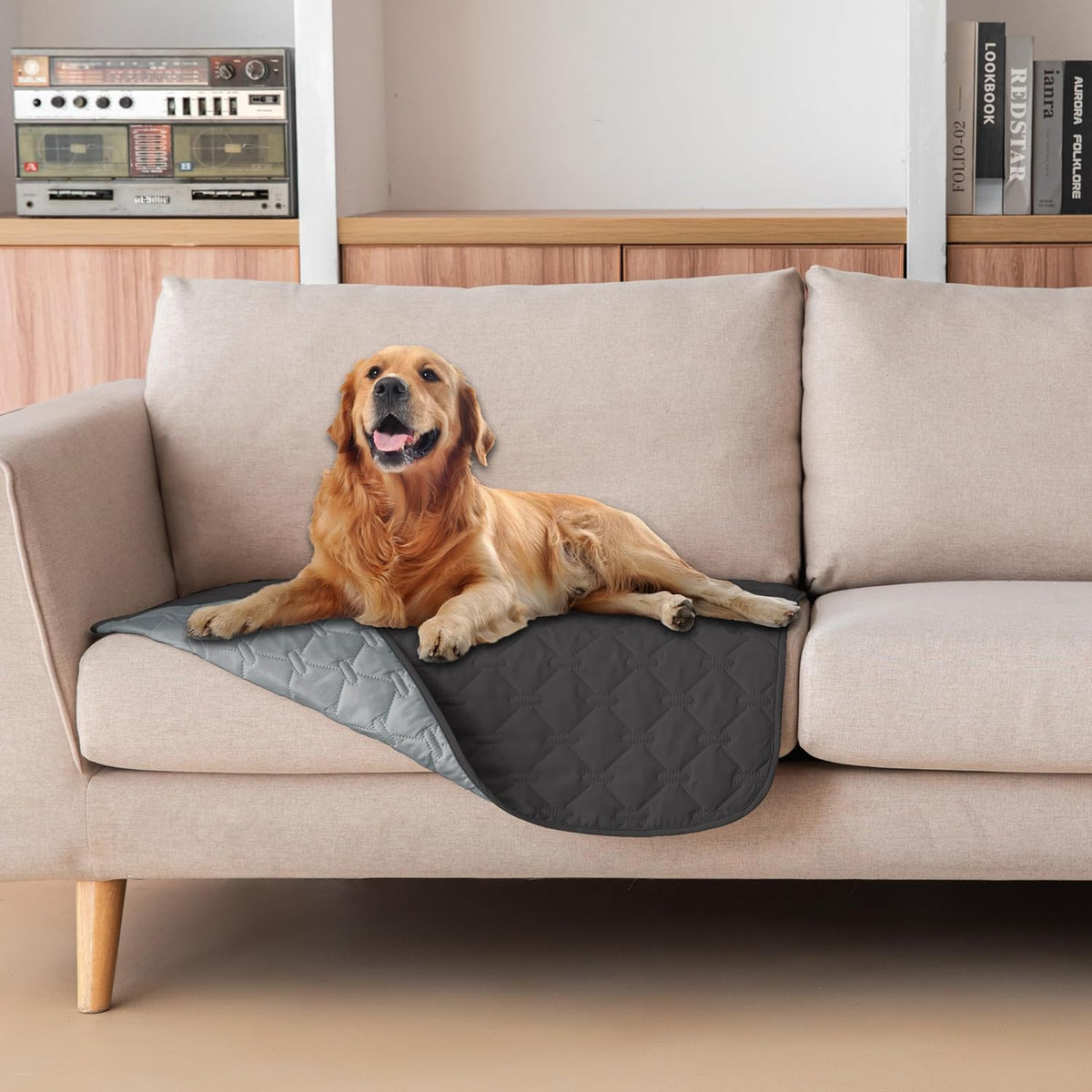 100% Double-Sided Waterproof Dog Bed Cover Pet Blanket Sofa Couch Furniture Protector for Puppy Large Dog Cat, Reversible (68x82 Inch (Pack of 1), Dark Grey/Light Grey) - Colors A