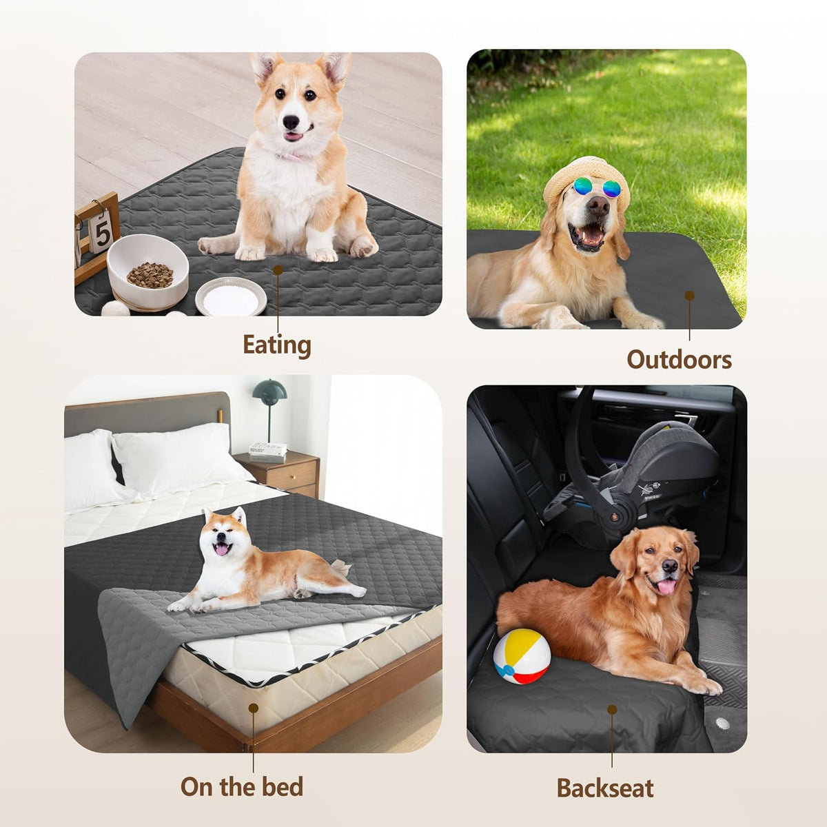 100% Double-Sided Waterproof Dog Bed Cover Pet Blanket Sofa Couch Furniture Protector for Puppy Large Dog Cat, Reversible (68x82 Inch (Pack of 1), Dark Grey/Light Grey) - Colors A