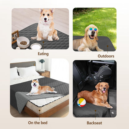 100% Double-Sided Waterproof Dog Bed Cover Pet Blanket Sofa Couch Furniture Protector for Puppy Large Dog Cat, Reversible (68x82 Inch (Pack of 1), Dark Grey/Light Grey) - Colors A