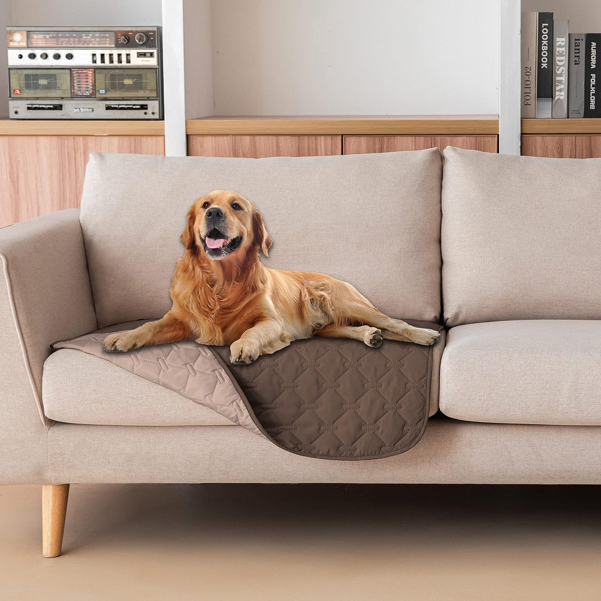 100% Double-Sided Waterproof Dog Bed Cover Pet Blanket Sofa Couch Furniture Protector for Puppy Large Dog Cat, Reversible (68x82 Inch (Pack of 1), Dark Grey/Light Grey) - Colors A