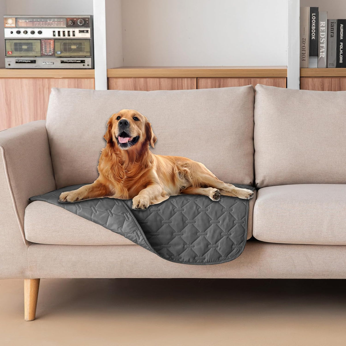 100% Double-Sided Waterproof Dog Bed Cover Pet Blanket Sofa Couch Furniture Protector for Puppy Large Dog Cat, Reversible (68x82 Inch (Pack of 1), Dark Grey/Light Grey) - Colors A