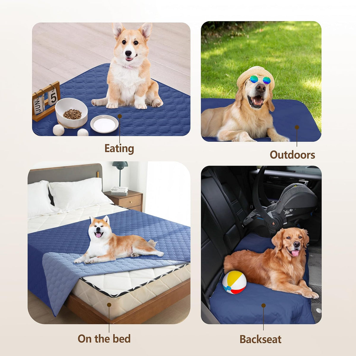 100% Double-Sided Waterproof Dog Bed Cover Pet Blanket Sofa Couch Furniture Protector for Puppy Large Dog Cat, Reversible (68x82 Inch (Pack of 1), Dark Grey/Light Grey) - Colors A