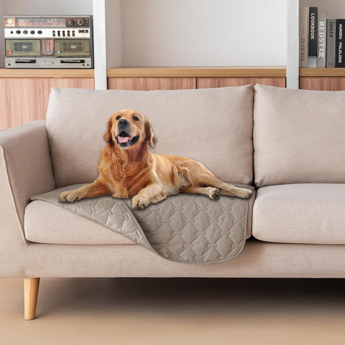 100% Double-Sided Waterproof Dog Bed Cover Pet Blanket Sofa Couch Furniture Protector for Puppy Large Dog Cat, Reversible (68x82 Inch (Pack of 1), Dark Grey/Light Grey) - Colors A