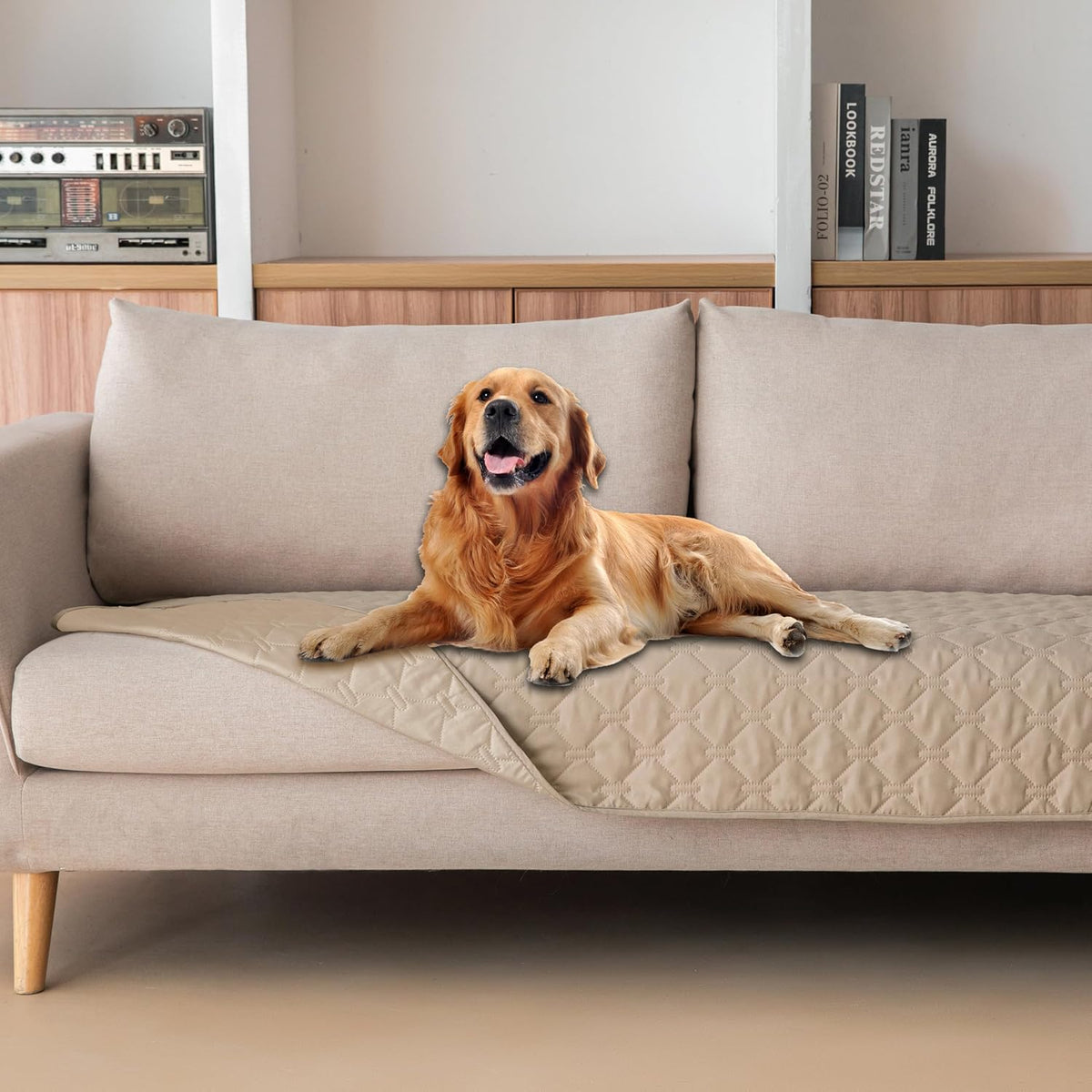 100% Double-Sided Waterproof Dog Bed Cover Pet Blanket Sofa Couch Furniture Protector for Puppy Large Dog Cat, Reversible (68x82 Inch (Pack of 1), Dark Grey/Light Grey) - Colors A