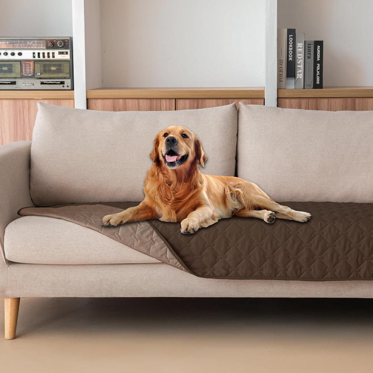 100% Double-Sided Waterproof Dog Bed Cover Pet Blanket Sofa Couch Furniture Protector for Puppy Large Dog Cat, Reversible (68x82 Inch (Pack of 1), Dark Grey/Light Grey) - Colors A