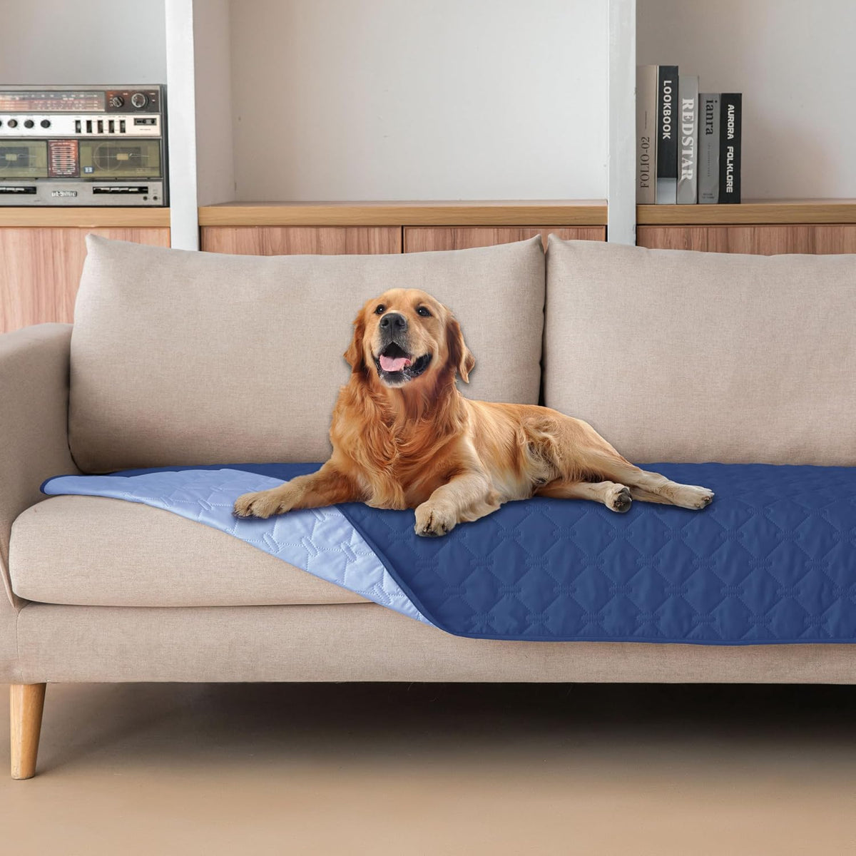 100% Double-Sided Waterproof Dog Bed Cover Pet Blanket Sofa Couch Furniture Protector for Puppy Large Dog Cat, Reversible (68x82 Inch (Pack of 1), Dark Grey/Light Grey) - Colors A
