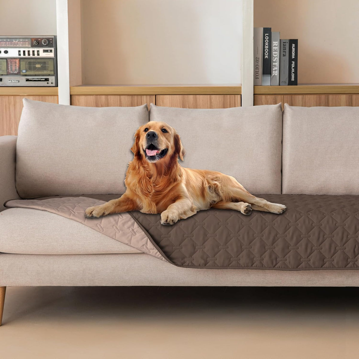 100% Double-Sided Waterproof Dog Bed Cover Pet Blanket Sofa Couch Furniture Protector for Puppy Large Dog Cat, Reversible (68x82 Inch (Pack of 1), Dark Grey/Light Grey) - Colors A