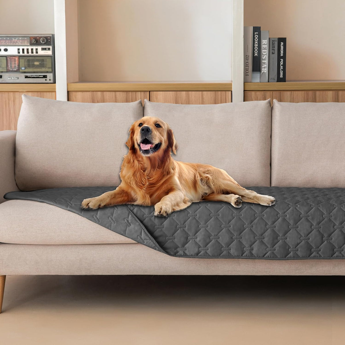 100% Double-Sided Waterproof Dog Bed Cover Pet Blanket Sofa Couch Furniture Protector for Puppy Large Dog Cat, Reversible (68x82 Inch (Pack of 1), Dark Grey/Light Grey) - Colors A