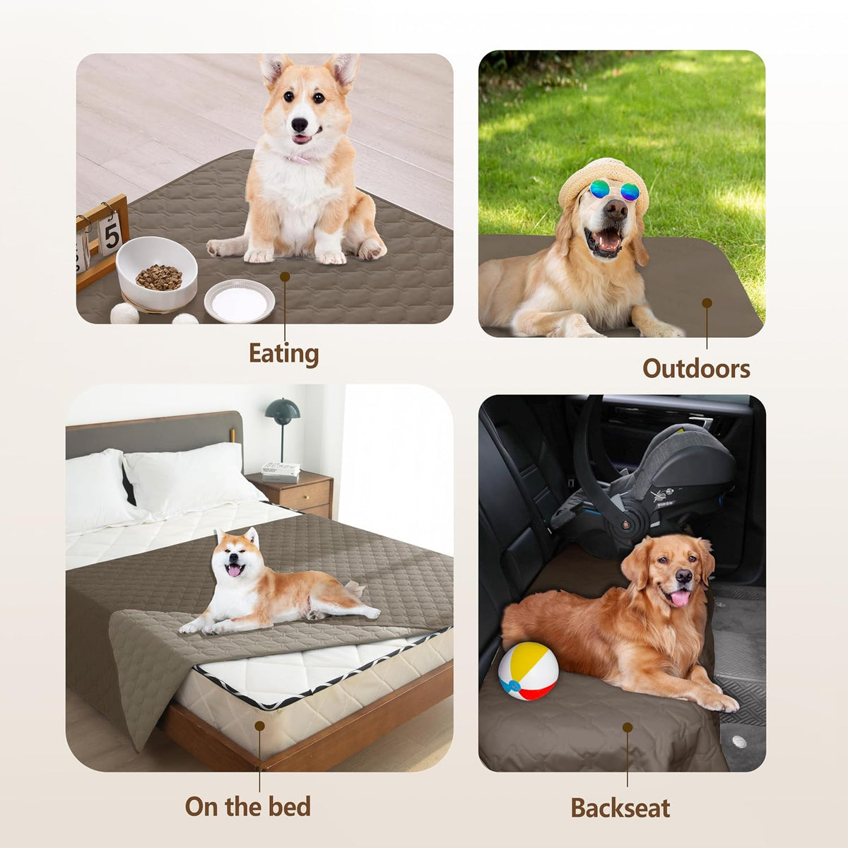 100% Double-Sided Waterproof Dog Bed Cover Pet Blanket Sofa Couch Furniture Protector for Puppy Large Dog Cat, Reversible (68x82 Inch (Pack of 1), Dark Grey/Light Grey) - Colors A