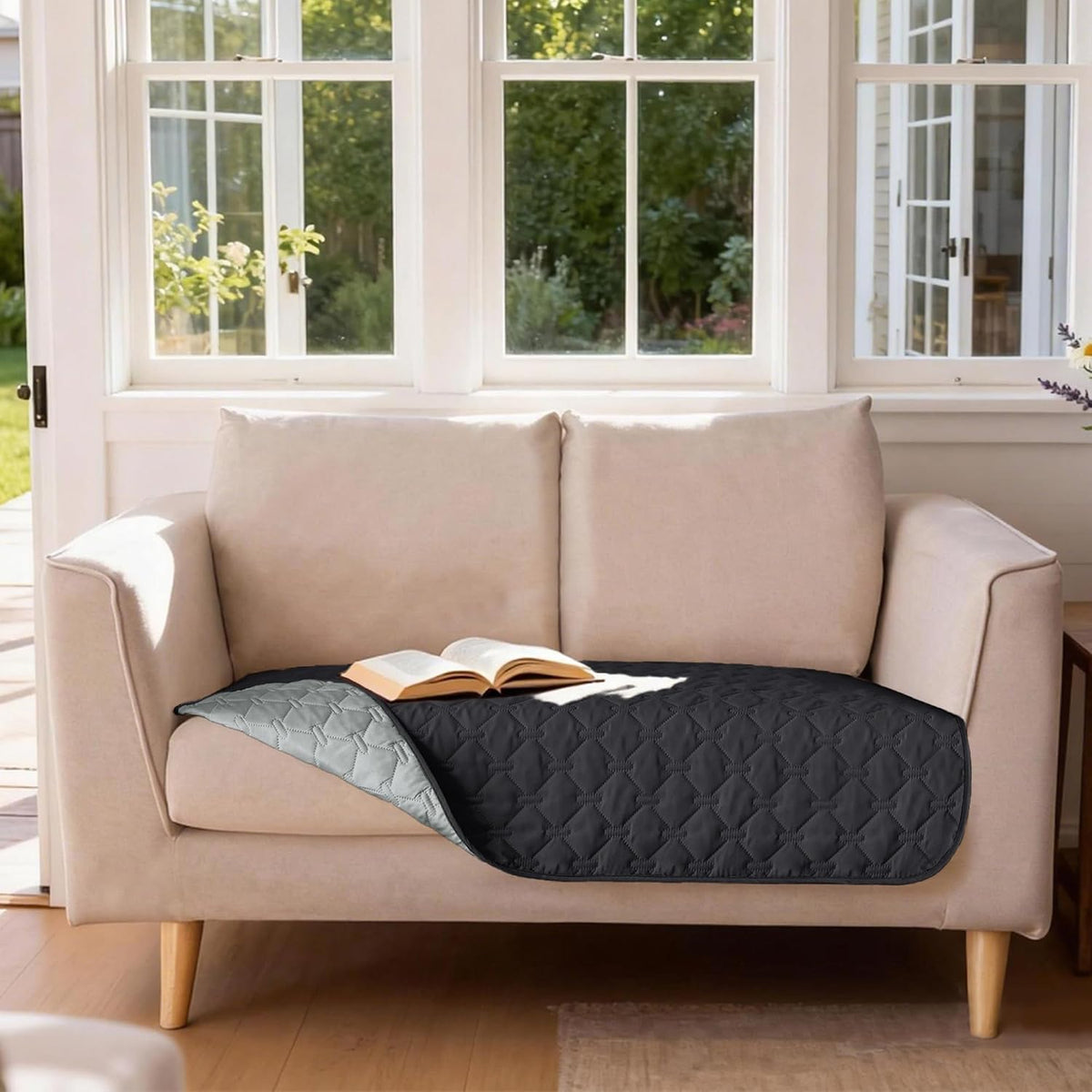100% Double-Sided Waterproof Dog Bed Cover Pet Blanket Sofa Couch Furniture Protector for Puppy Large Dog Cat, Reversible (68x82 Inch (Pack of 1), Dark Grey/Light Grey) - Colors A