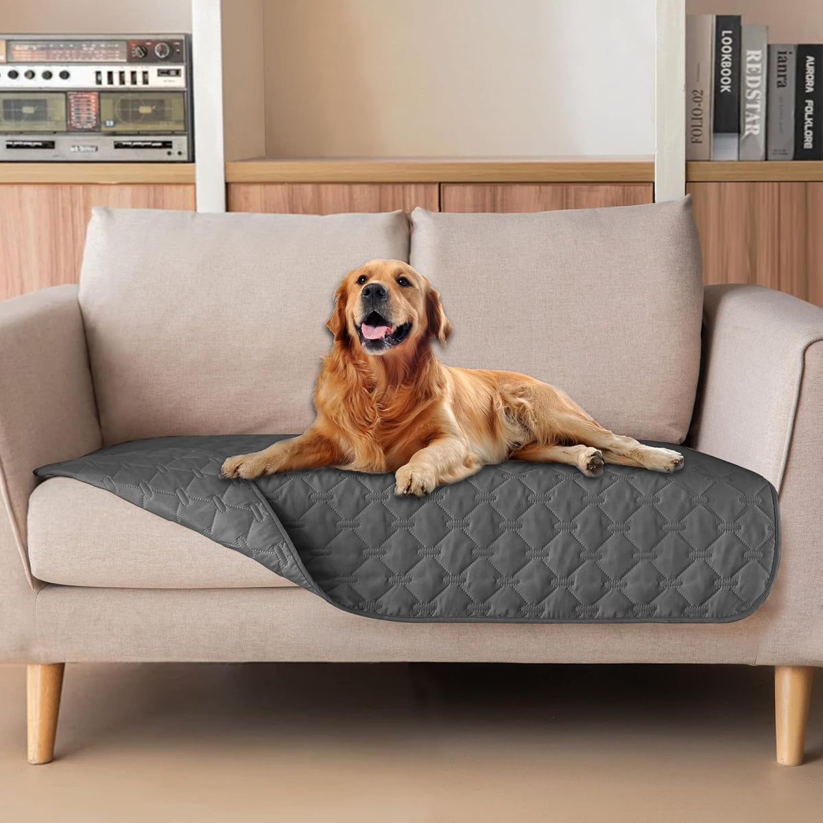 100% Double-Sided Waterproof Dog Bed Cover Pet Blanket Sofa Couch Furniture Protector for Puppy Large Dog Cat, Reversible (68x82 Inch (Pack of 1), Dark Grey/Light Grey) - Colors A