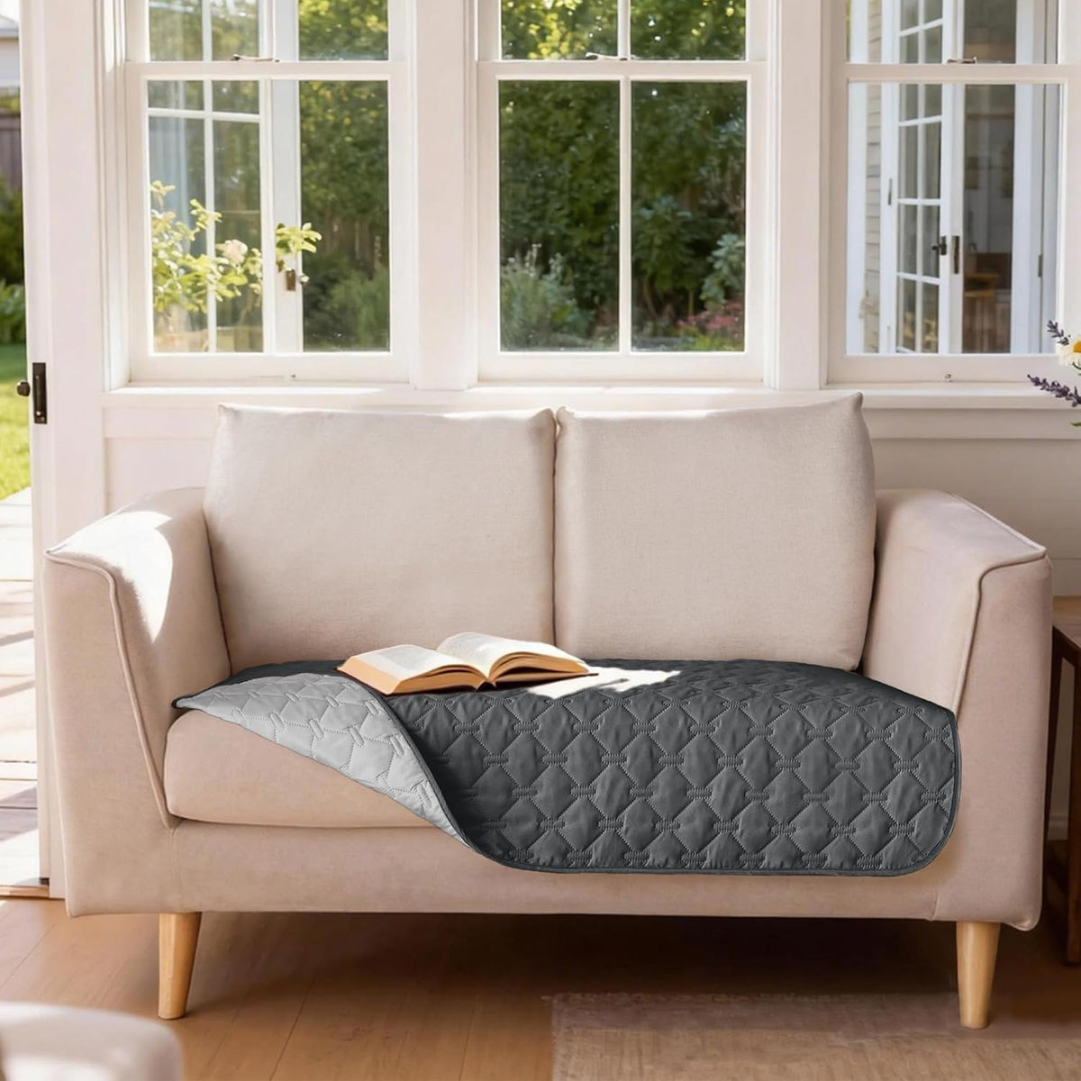 100% Double-Sided Waterproof Dog Bed Cover Pet Blanket Sofa Couch Furniture Protector for Puppy Large Dog Cat, Reversible (68x82 Inch (Pack of 1), Dark Grey/Light Grey) - Colors A