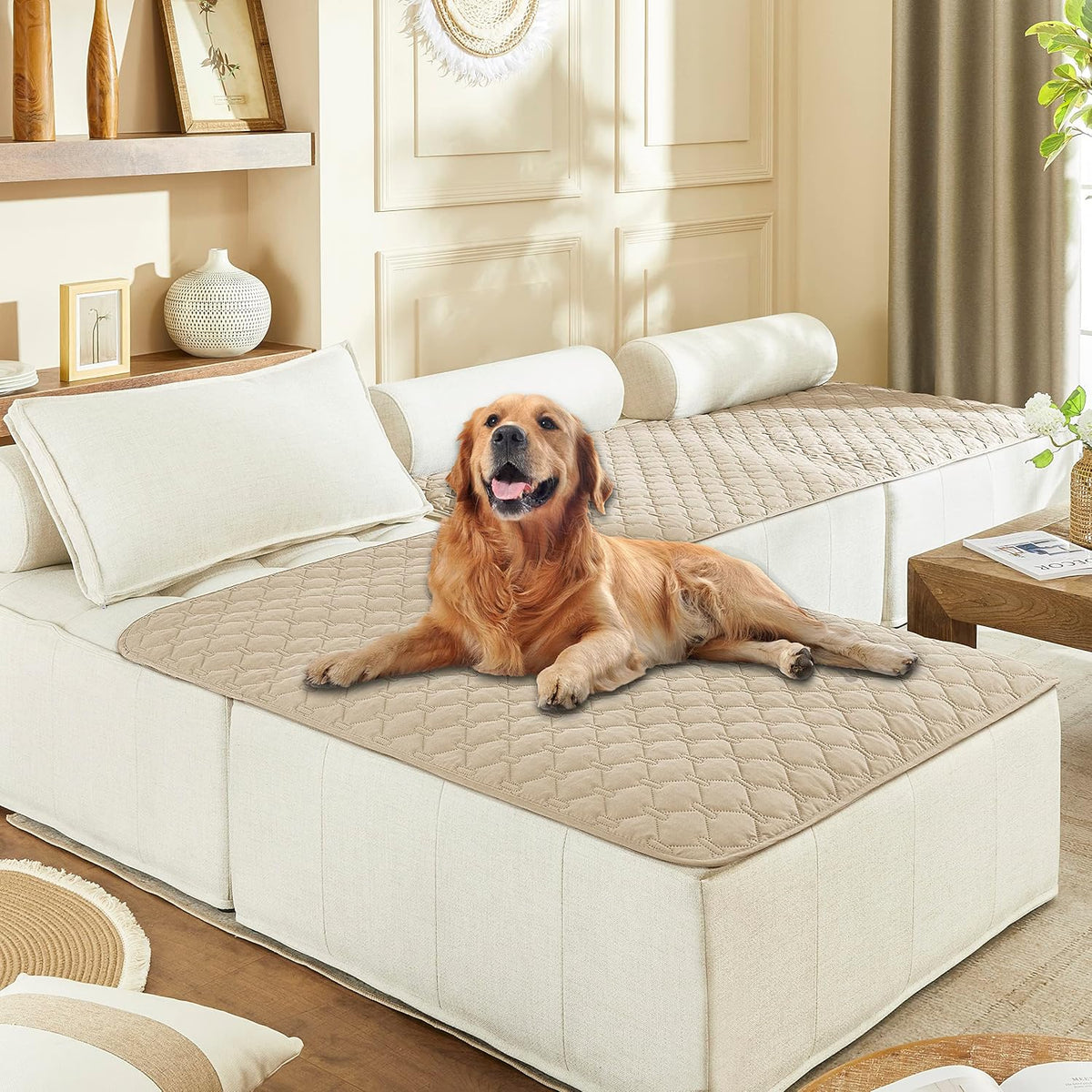100% Double-Sided Waterproof Dog Bed Cover Pet Blanket Sofa Couch Furniture Protector for Puppy Large Dog Cat, Reversible (68x82 Inch (Pack of 1), Dark Grey/Light Grey) - Colors A