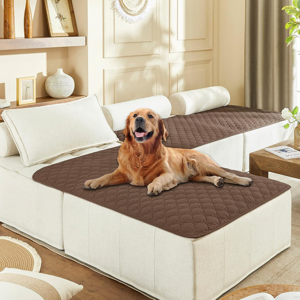 100% Double-Sided Waterproof Dog Bed Cover Pet Blanket Sofa Couch Furniture Protector for Puppy Large Dog Cat, Reversible (68x82 Inch (Pack of 1), Dark Grey/Light Grey) - Colors A