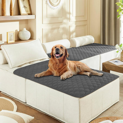 100% Double-Sided Waterproof Dog Bed Cover Pet Blanket Sofa Couch Furniture Protector for Puppy Large Dog Cat, Reversible (68x82 Inch (Pack of 1), Dark Grey/Light Grey) - Colors A