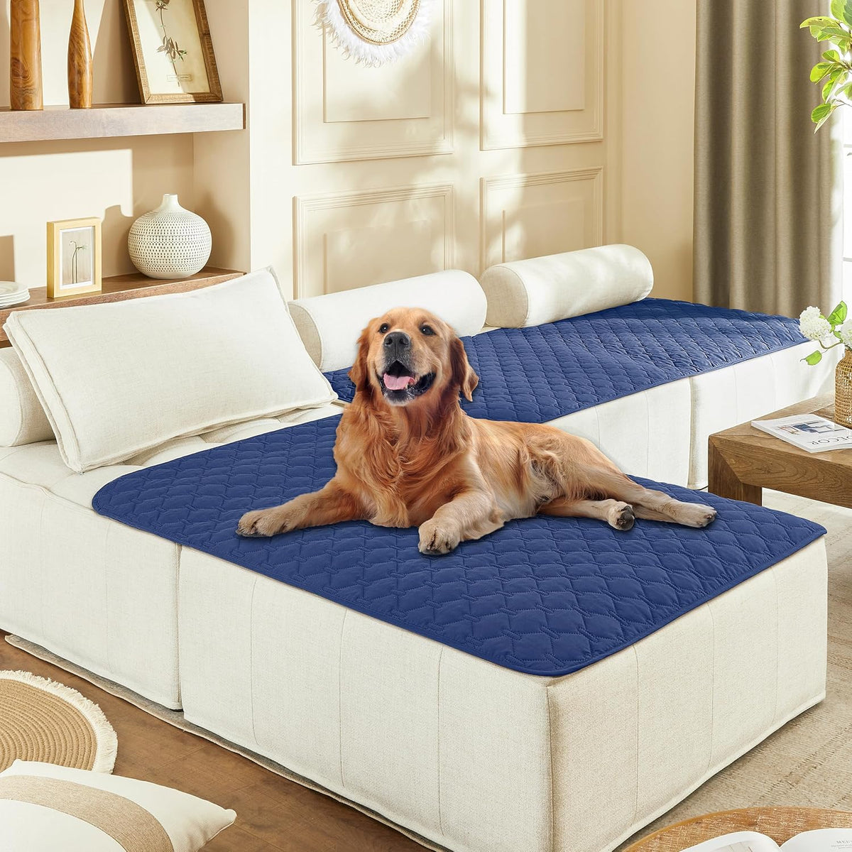 100% Double-Sided Waterproof Dog Bed Cover Pet Blanket Sofa Couch Furniture Protector for Puppy Large Dog Cat, Reversible (68x82 Inch (Pack of 1), Dark Grey/Light Grey) - Colors A