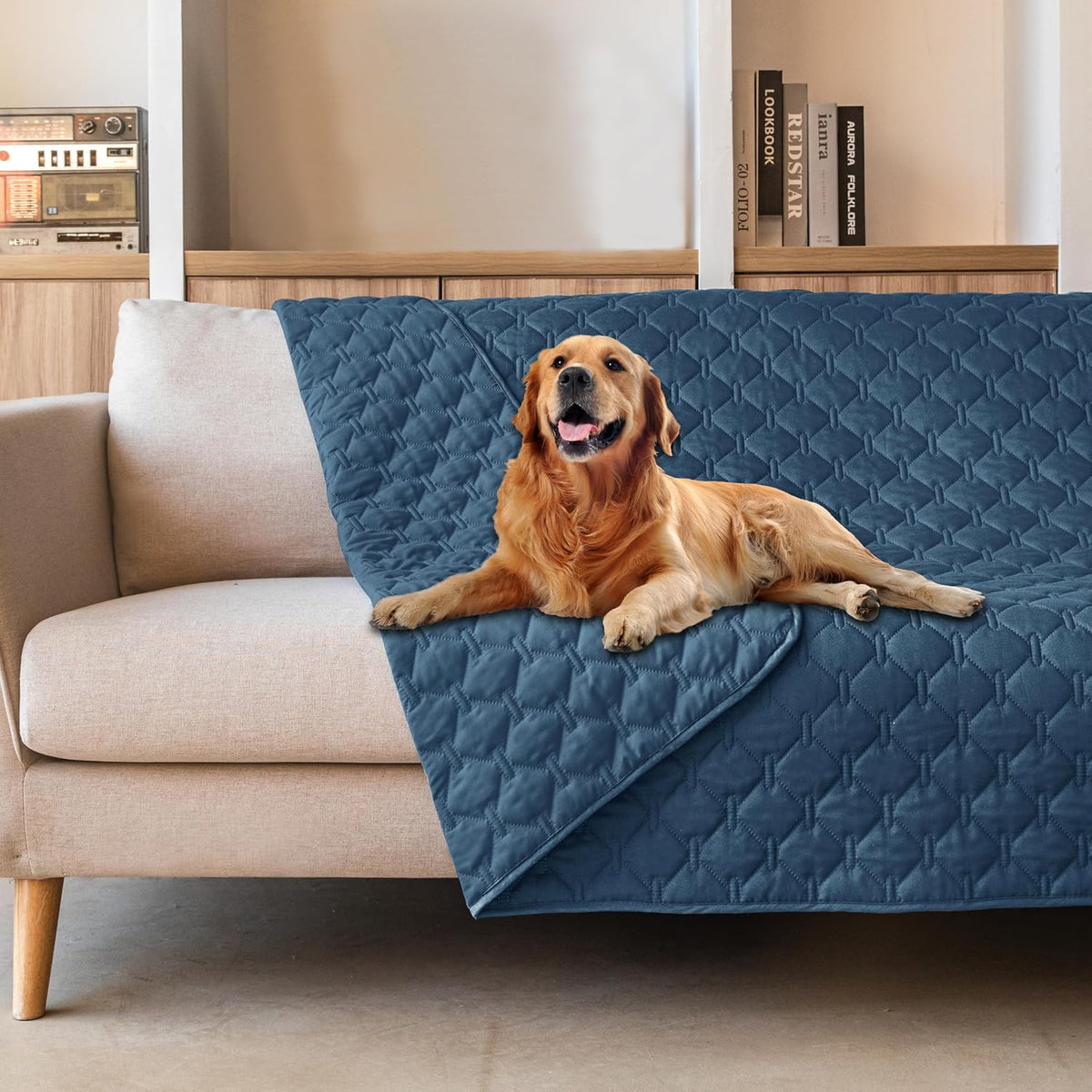 100% Double-Sided Waterproof Dog Bed Cover Pet Blanket Sofa Couch Furniture Protector for Puppy Large Dog Cat, Reversible (68x82 Inch (Pack of 1), Dark Grey/Light Grey) - Colors A