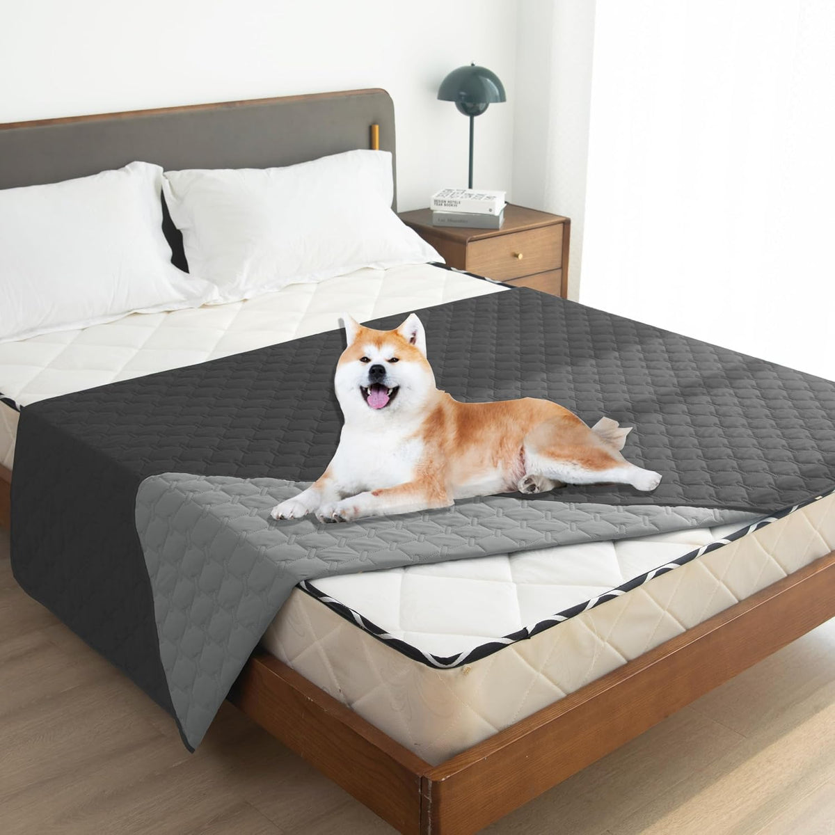100% Double-Sided Waterproof Dog Bed Cover Pet Blanket Sofa Couch Furniture Protector for Puppy Large Dog Cat, Reversible (68x82 Inch (Pack of 1), Dark Grey/Light Grey) - Colors A