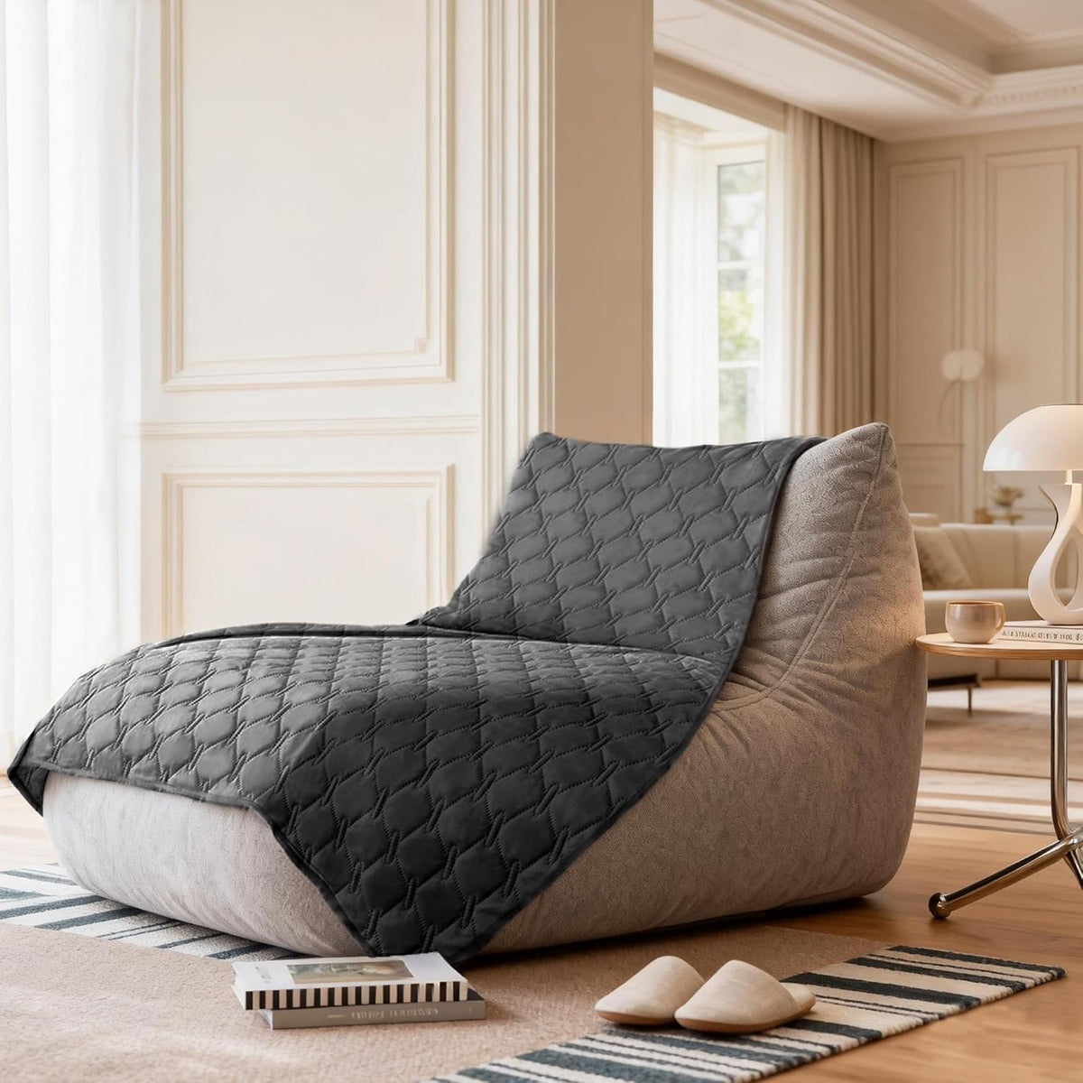 100% Double-Sided Waterproof Dog Bed Cover Pet Blanket Sofa Couch Furniture Protector for Puppy Large Dog Cat, Reversible (68x82 Inch (Pack of 1), Dark Grey/Light Grey) - Colors A