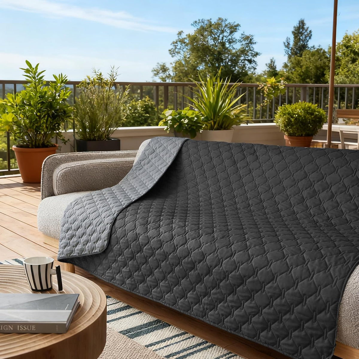 100% Double-Sided Waterproof Dog Bed Cover Pet Blanket Sofa Couch Furniture Protector for Puppy Large Dog Cat, Reversible (68x82 Inch (Pack of 1), Dark Grey/Light Grey) - Colors A