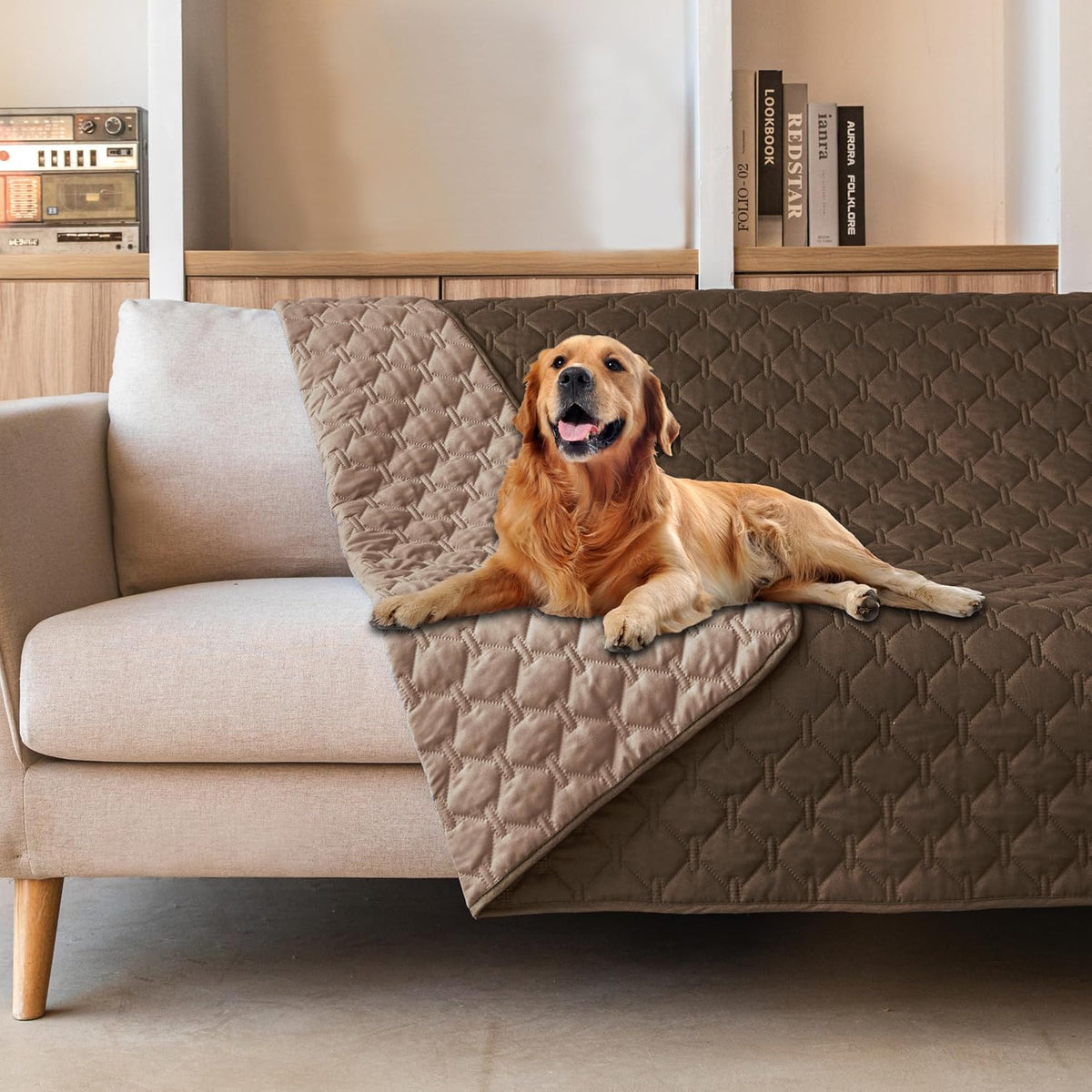 100% Double-Sided Waterproof Dog Bed Cover Pet Blanket Sofa Couch Furniture Protector for Puppy Large Dog Cat, Reversible (68x82 Inch (Pack of 1), Dark Grey/Light Grey) - Colors A