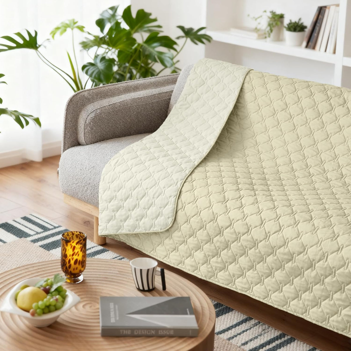 100% Double-Sided Waterproof Dog Bed Cover Pet Blanket Sofa Couch Furniture Protector for Puppy Large Dog Cat, Reversible (68x82 Inch (Pack of 1), Dark Grey/Light Grey) - Colors A