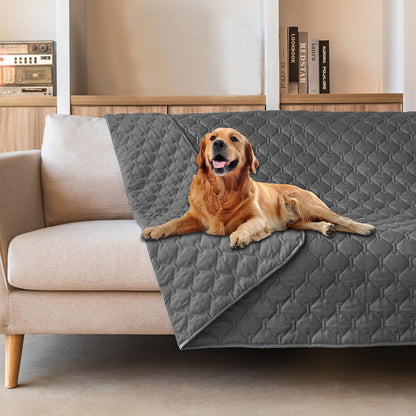 100% Double-Sided Waterproof Dog Bed Cover Pet Blanket Sofa Couch Furniture Protector for Puppy Large Dog Cat, Reversible (68x82 Inch (Pack of 1), Dark Grey/Light Grey) - Colors A