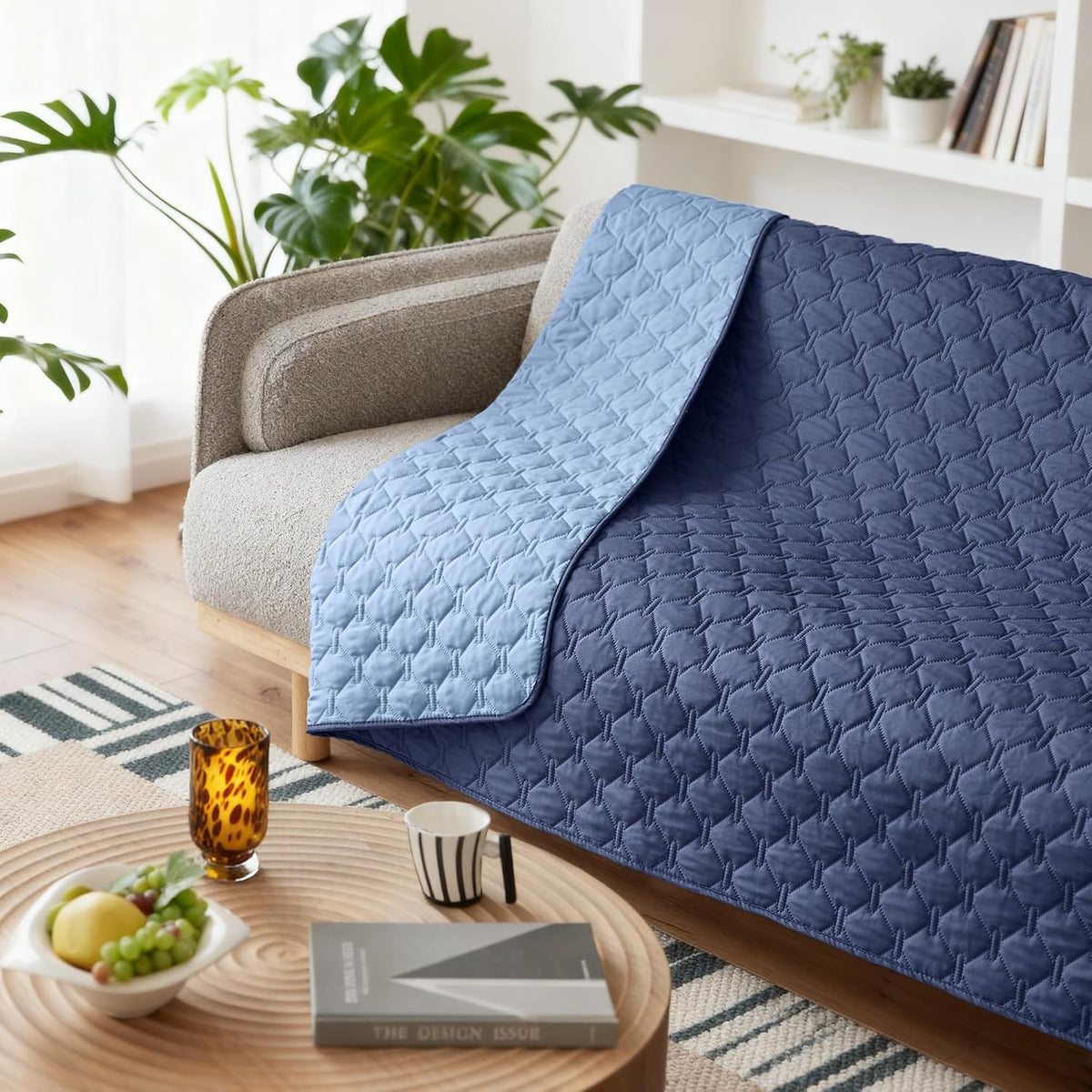 100% Double-Sided Waterproof Dog Bed Cover Pet Blanket Sofa Couch Furniture Protector for Puppy Large Dog Cat, Reversible (68x82 Inch (Pack of 1), Dark Grey/Light Grey) - Colors A