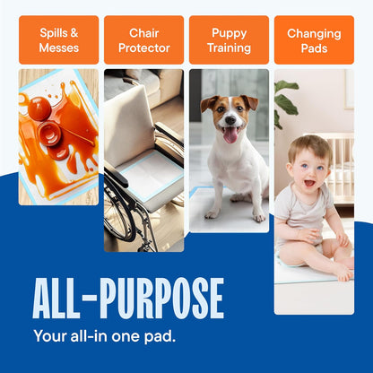 Chucks Pads Disposable [100-Pack] Adult Incontinence Underpads 23"x36" | Large Super Absorbent Protective Bed Pads, Leak-Proof Pee Pads for Kids Adults and Pets, Dog & Puppy Training