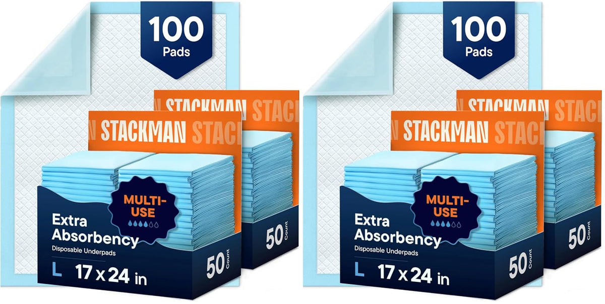 Chucks Pads Disposable [100-Pack] Adult Incontinence Underpads 23"x36" | Large Super Absorbent Protective Bed Pads, Leak-Proof Pee Pads for Kids Adults and Pets, Dog & Puppy Training