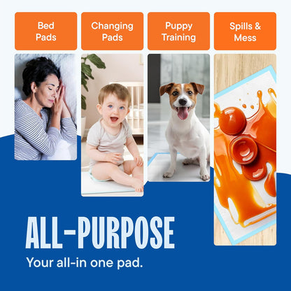 Chucks Pads Disposable [100-Pack] Adult Incontinence Underpads 23"x36" | Large Super Absorbent Protective Bed Pads, Leak-Proof Pee Pads for Kids Adults and Pets, Dog & Puppy Training